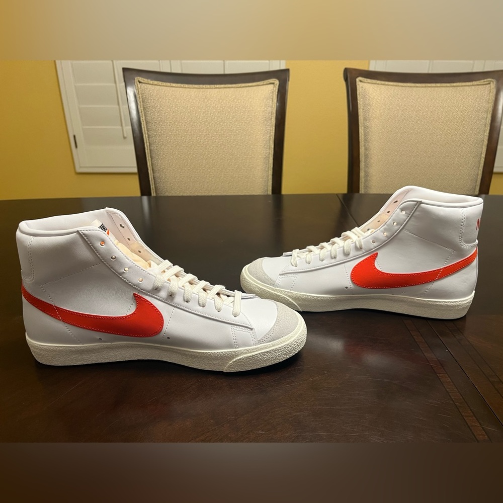 New Nike Blazer Mid 77 White Habanero Red Sneaker Shoes - Picture 12 of 14